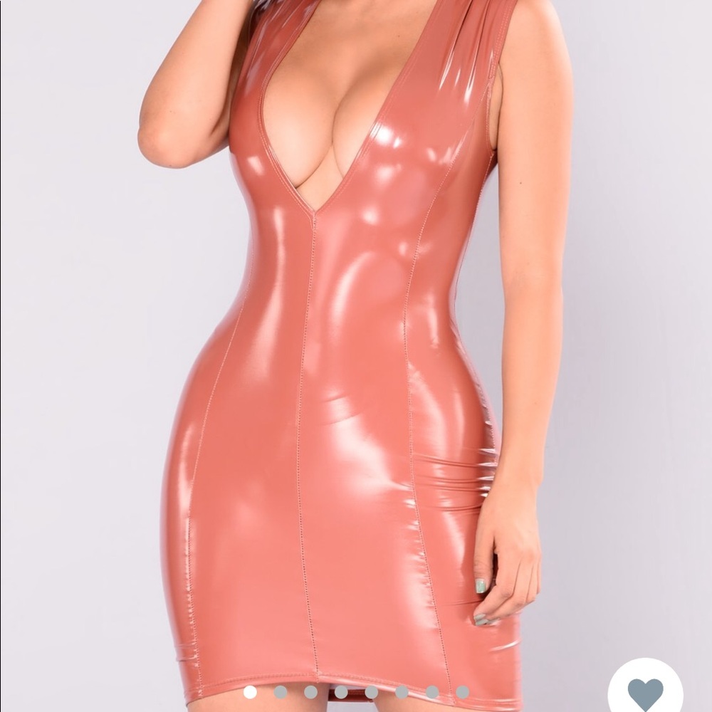 Pink latex mini dress